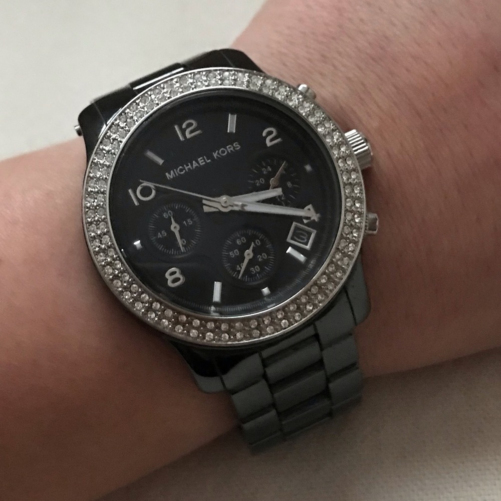Michael Kors Gunmetal watch with crystals